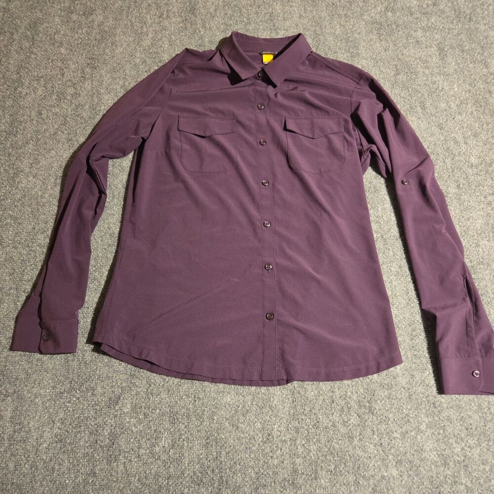 Eddie Bauer Shirt Womens Medium Purple Button Front Long Sleeve Soft Polyester